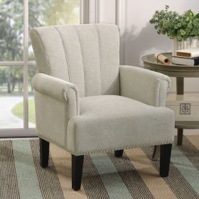 Accent Rivet Tufted Polyester Armchair ,Cream