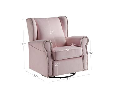 ACME Tamaki Swivel Chair w/Glider , Pink Fabric LV00923