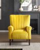 Modern Aesthetic Accent Chair Yellow Velvet Upholstery Channel Tufted Back Solid Wood Furniture 1pc Stylish Home Traditional Contoured Arms