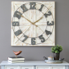 Stratton Home Decor Rustic Farmhouse 31" Square Distressed White Indoor Analog Wall Clock