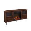 Modern Angled-Side Fireplace Corner TV Stand for TVs up to 10015' – Dark Walnut