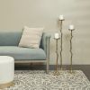 DecMode 3 Candle Gold Aluminum Abstract Tall Floor Textured Metallic Candle Holder with Stick Inspired Design, Set of 3