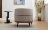 Modern Two-tone Barrel Fabric Chair, Upholstered Round Armchair for Living Room Bedroom Reading Room, Burnt Orange