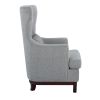 Button Tufted Wing-Back Accent Chair 1pc Light Gray Fabric Upholstered Pillow Solid Wood Traditional Living Room Furniture