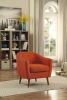 Orange Fabric Upholstered Accent Chair 1pc Espresso Finish Legs Button Tufted Solid Wood Furniture Living Room Chair