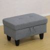 Grey Linen Living Room Sofa Ottoman