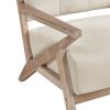 Modern Tufted Back Accent Chair 1pc Sand-hued Fabric Upholstery Antique Finish Solid Rubberwood Unique Design Furniture