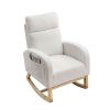 [Video] Welike 27.6"W Modern Accent High Backrest Living Room Lounge Arm Rocking Chair, Two Side Pocket ,Teddy White (Ivory)