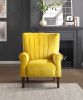 Modern Aesthetic Accent Chair Yellow Velvet Upholstery Channel Tufted Back Solid Wood Furniture 1pc Stylish Home Traditional Contoured Arms