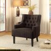 Modern Traditional Accent Chair Button Tufted Chocolate-hued Textured Fabric Upholstery Solid Wood 1pc Living Room Furniture