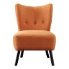 Unique Style Orange Velvet Covering Accent Chair Button-Tufted Back Brown Finish Wood Legs Modern Home Furniture