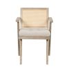 Mid-Century Accent Chair with Handcrafted Rattan Backrest and Padded Seat for Leisure, Bedroom, Kitchen, Living Room, Enterway, Natural