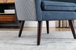 Casual Living Room Accent Chair and Side Table w Storage Blue Color Comfortable Contemporary Living Room Furniture