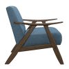 Modern Home Furniture Blue Fabric Upholstered 1pc Accent Chair Cushion Back and Seat Walnut Finish Solid Rubber Wood Furniture