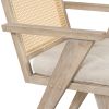 Mid-Century Accent Chair with Handcrafted Rattan Backrest and Padded Seat for Leisure, Bedroom, Kitchen, Living Room, Enterway, Natural