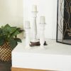 DecMode 3 Candle White Mango Wood Candle Holder, Set of 3