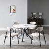 53.15" Modern Round Dining Table White Sintered Stone Tabletop with 4pcs Metal Cross Legs