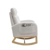 [Video] Welike 27.6"W Modern Accent High Backrest Living Room Lounge Arm Rocking Chair, Two Side Pocket ,Teddy White (Ivory)