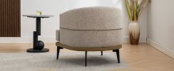 Modern Two-tone Barrel Fabric Chair, Upholstered Round Armchair for Living Room Bedroom Reading Room, Mustard Green