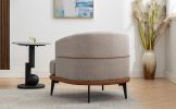 Modern Two-tone Barrel Fabric Chair, Upholstered Round Armchair for Living Room Bedroom Reading Room, Burnt Orange